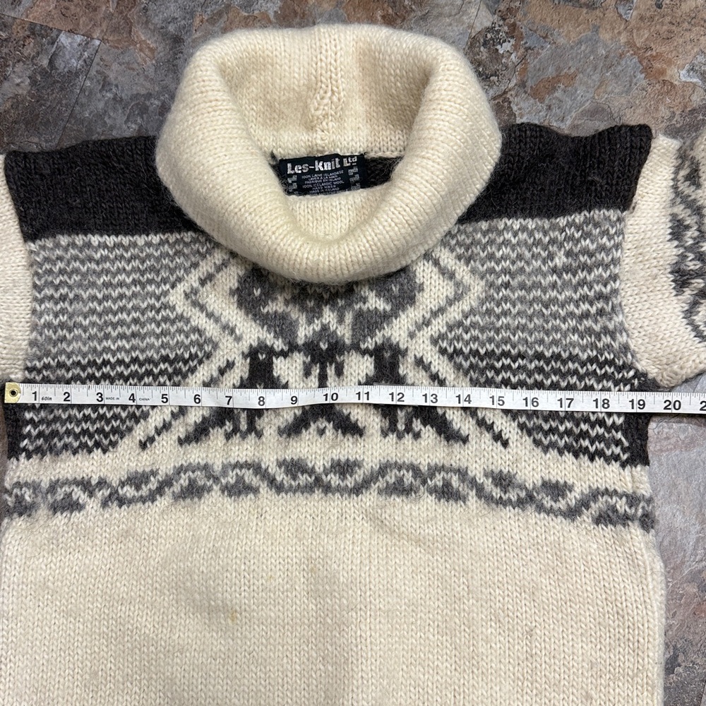 Men's Turtleneck Sweater - Cream and Black - Picture 3 of 6